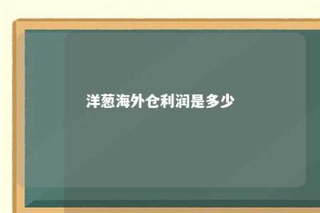 洋葱海外仓利润是多少 洋葱海外仓加盟条件