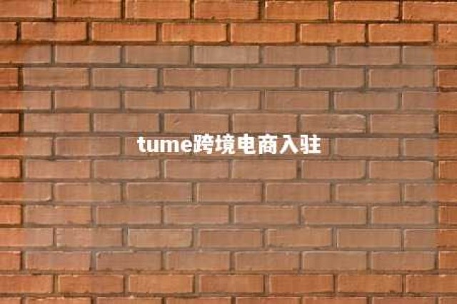 tume跨境电商入驻 跨境平台入驻