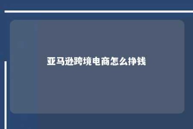 亚马逊跨境电商怎么挣钱 亚马逊跨境电商怎么玩