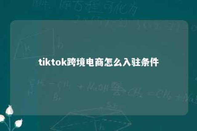 tiktok跨境电商怎么入驻条件 tiktok 电商