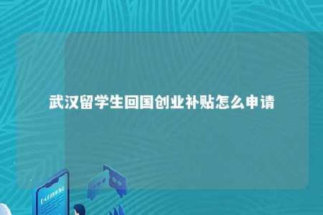 武汉留学生回国创业补贴怎么申请 武汉留学生回国创业补贴怎么申请不了