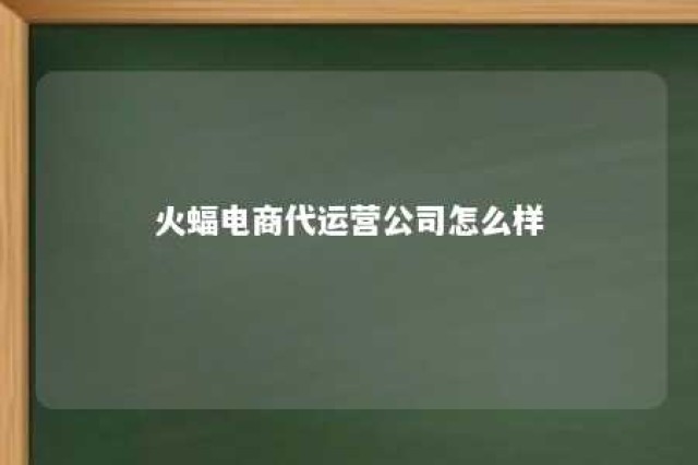 火蝠电商代运营公司怎么样 火蝠电商合作需要多少钱