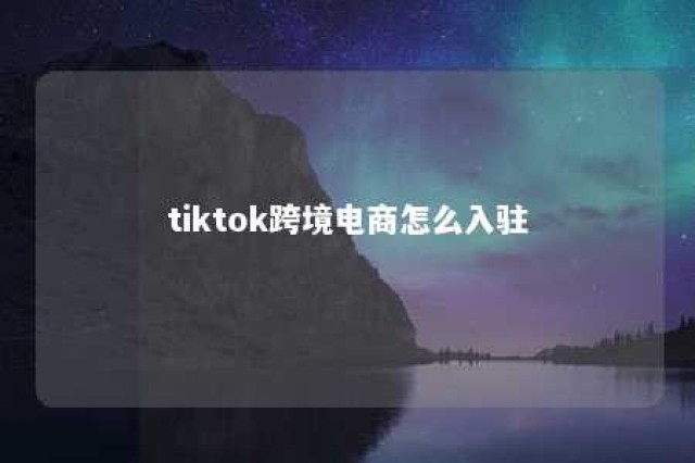 tiktok跨境电商怎么入驻